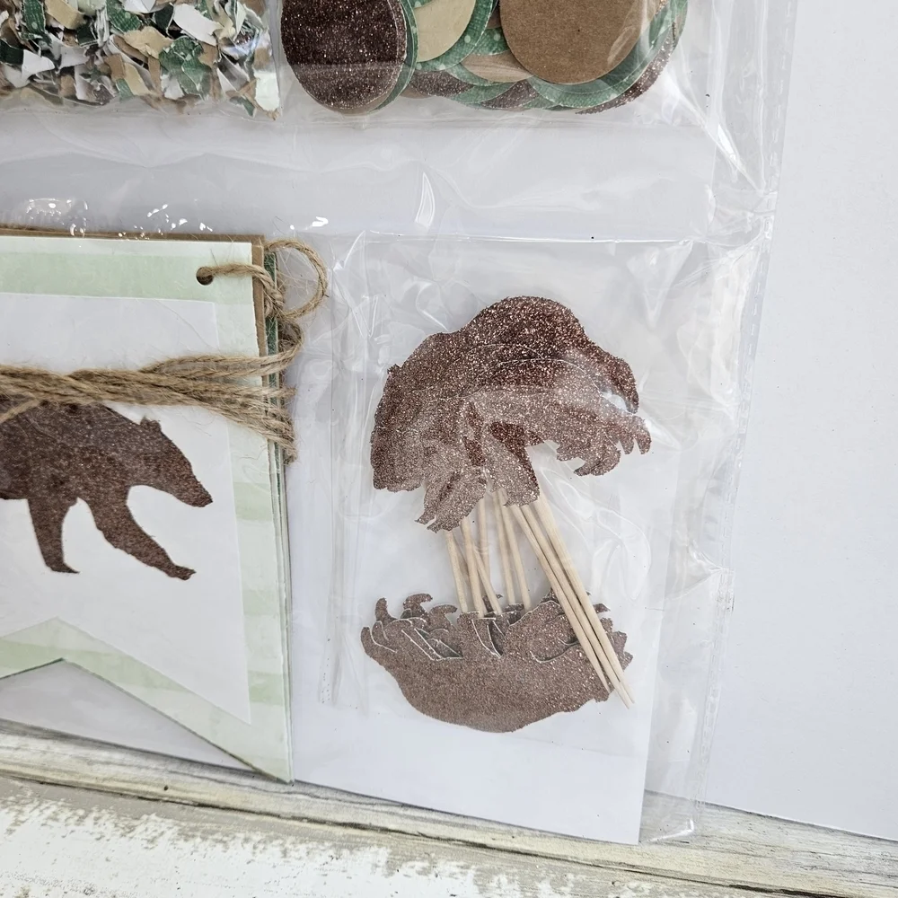 Baby Bear Party Decorations Set with Confetti and Banners
